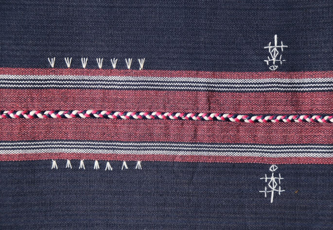 A close-up shot on white embroideries and braided threads