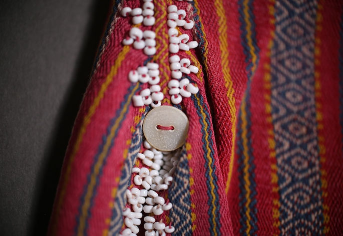 A button located at a slide slit of the garment