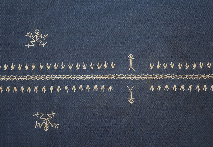 A detailed shot highlighting sinan-tokak and sinan-tao embroideries, alongside kuko-palay motifs