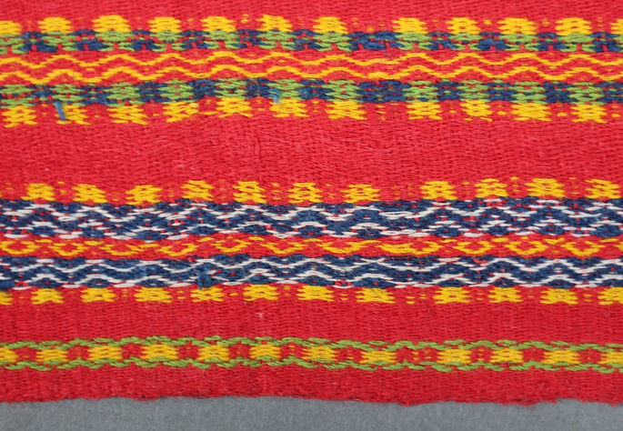 A close-up shot of the stripe patterns, showing zigzag, diamond, and checkered patterns