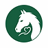 White horse silhouette with heart icon on green circle