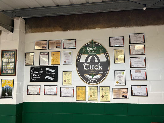 Brewery awards on the wall