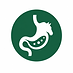 Icon of a horse head integrated into a stomach diagram