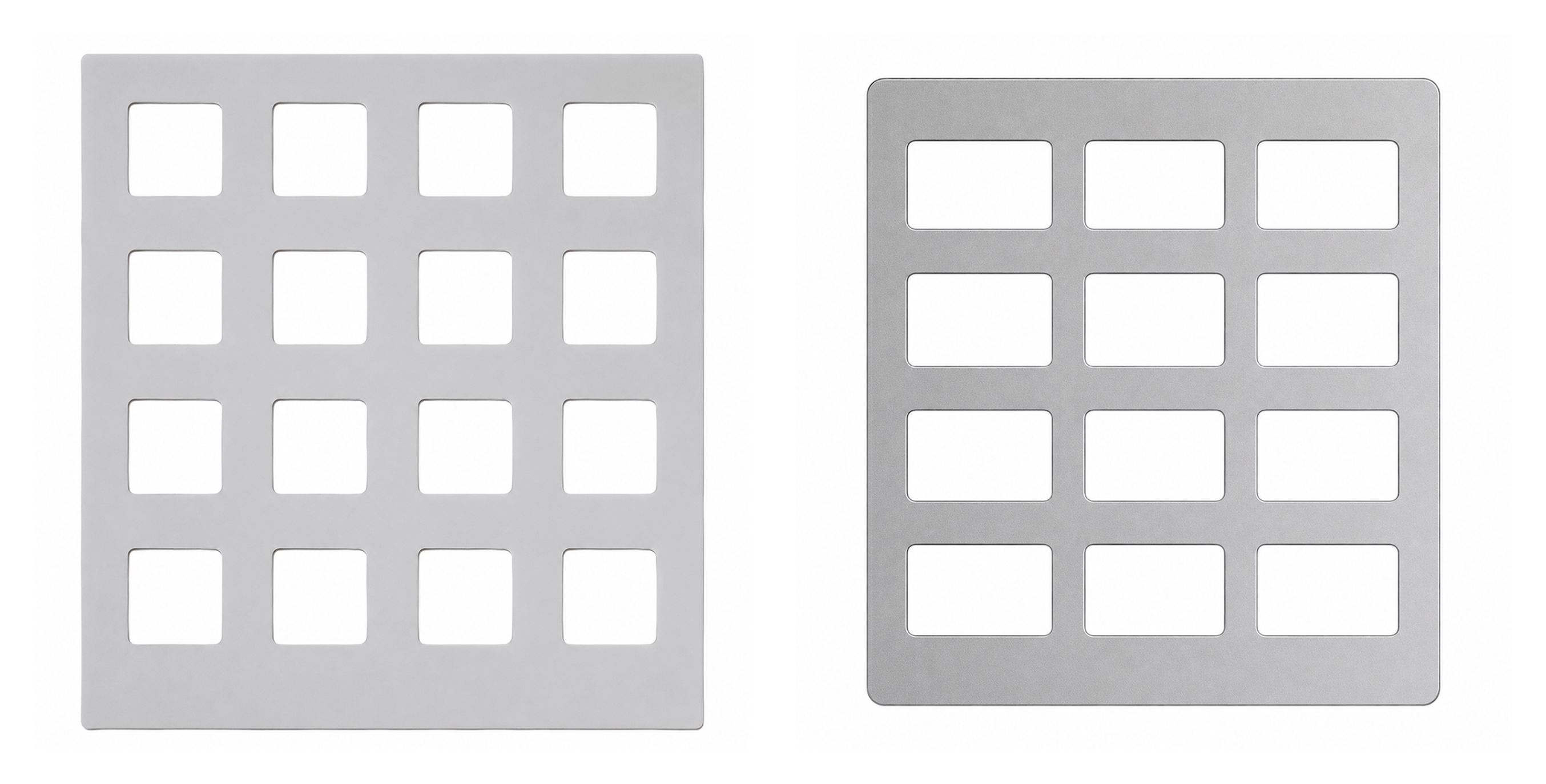 Two metallic Slow Feeder Grill plates side by side.