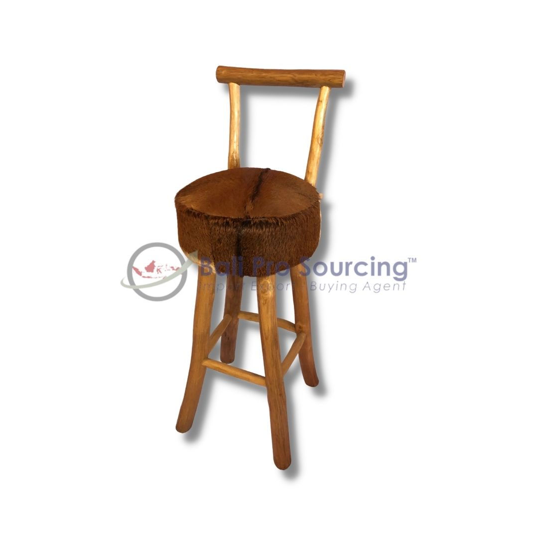 Stool Leather Round With Backrest