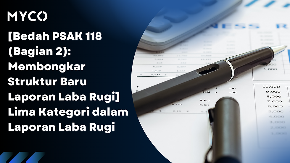 Ilustrasi struktur laporan laba rugi berdasarkan PSAK 118 yang mencakup kategori operasi, investasi, pendanaan, pajak penghasilan, dan operasi yang dihentikan.