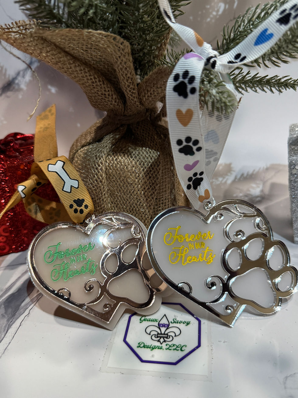 Thumbnail: Forever in Our Hearts Memorial Ornament – Personalized Pet Loss Keepsake