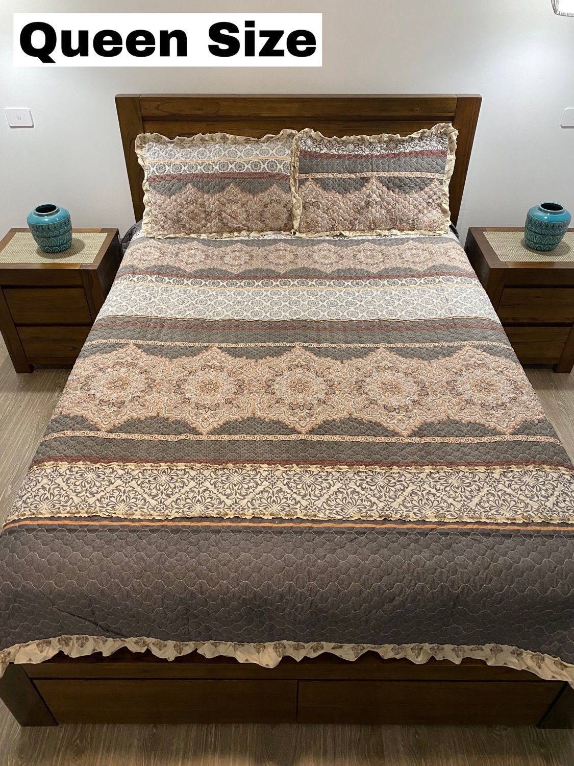 Queen Size Frill Design Cotton Bedsheet
