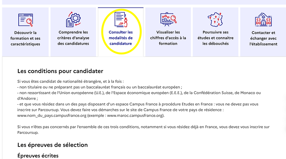 Modalités de candidature Parcoursup