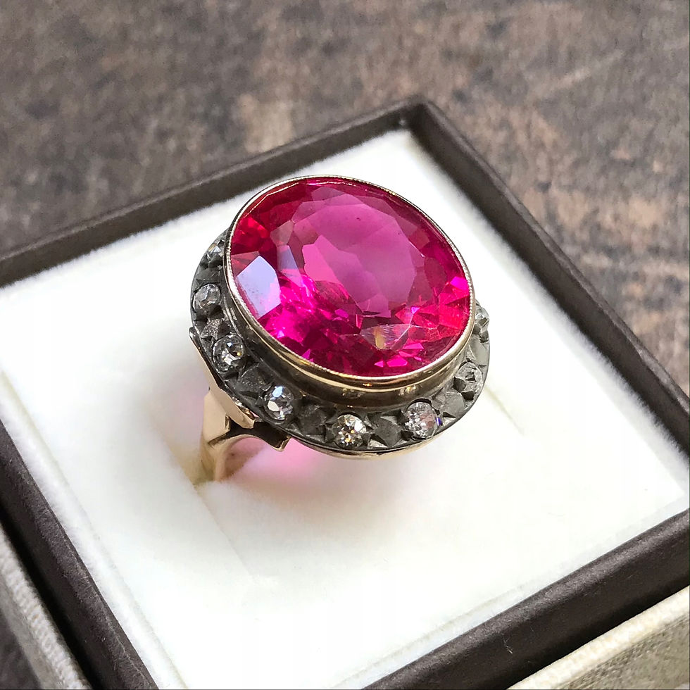 Miniatura: pierścień art Deco stare szlify 0,98ct rubin synt