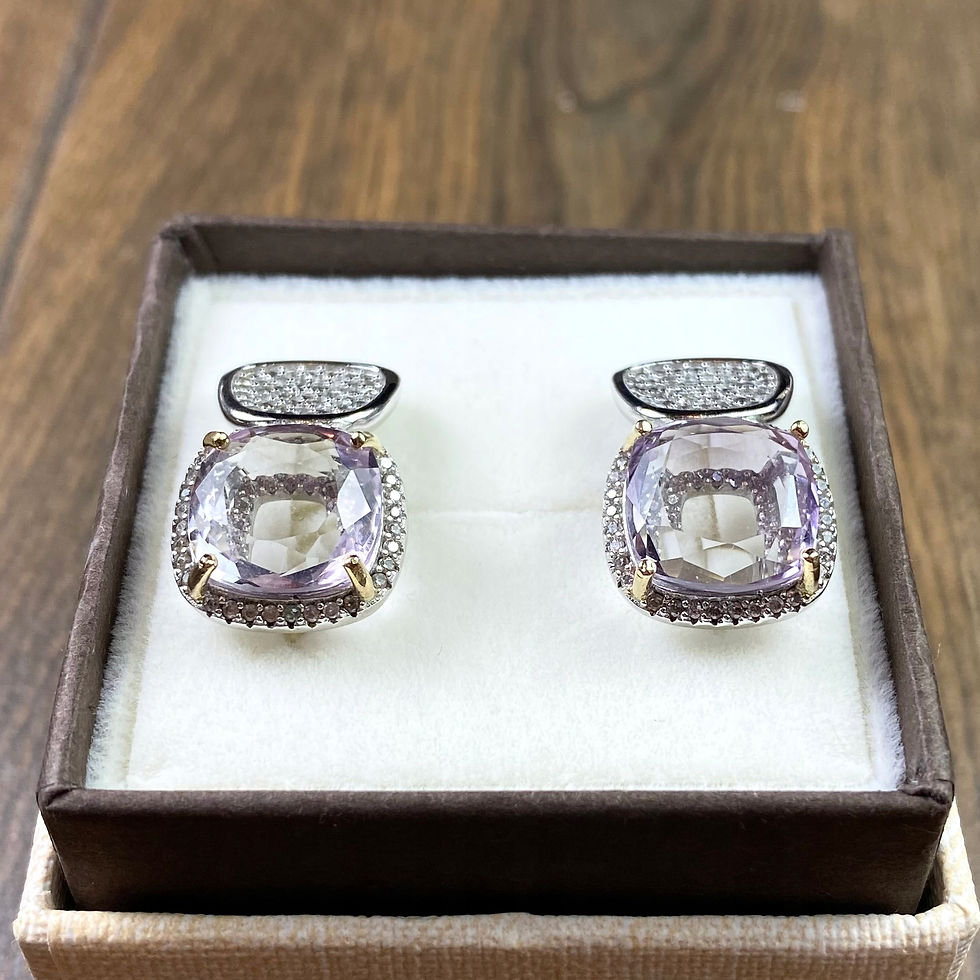 Miniatura: Srebrne kolczyki ametysty nat. zapięcie angielskie