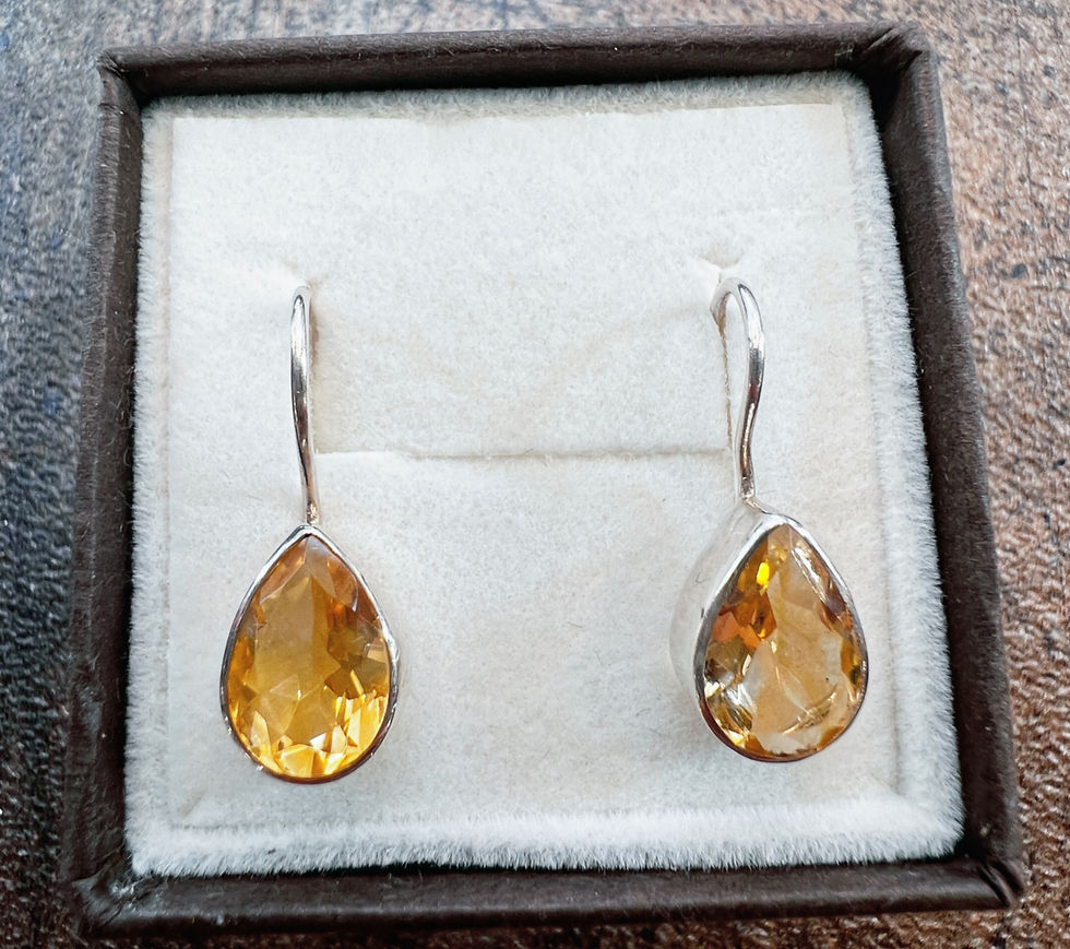 srebrne kolczyki z cytrynami 925 szlif gruszka