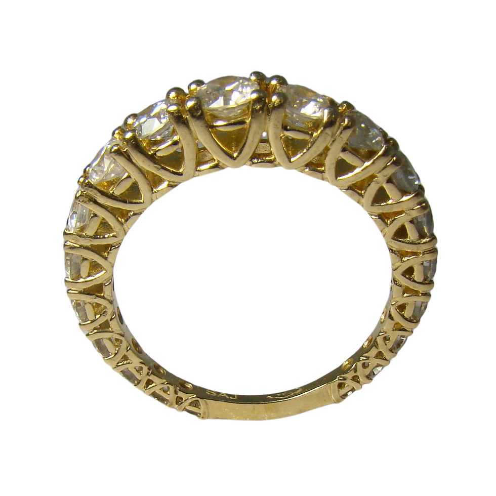 Miniatura: Złota obrączka z diamentami 1,16 ct w oprawie krzyżowej, złoto 583, barwa F–H, czystość VS–SI