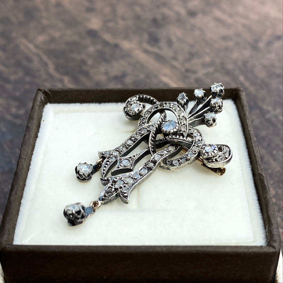 Miniatura: Srebrna broszka secesja XIX/XX w diamenty rozety