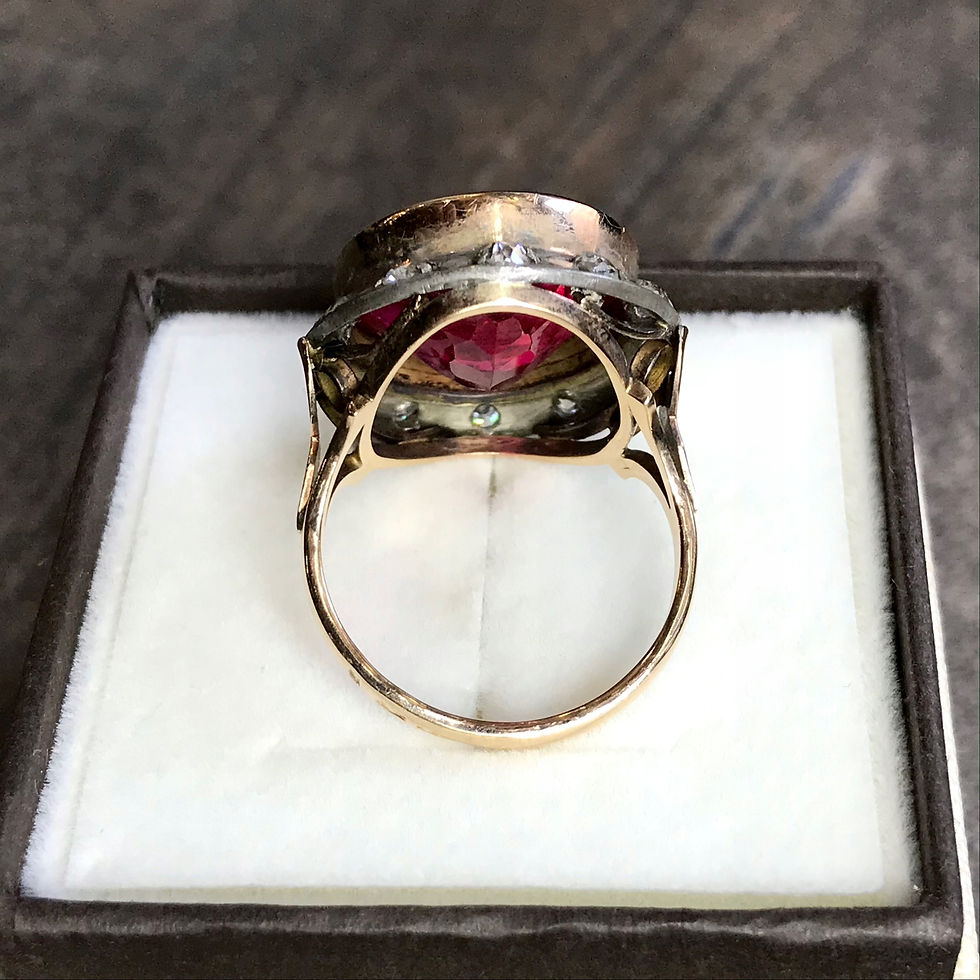 Miniatura: pierścień art Deco stare szlify 0,98ct rubin synt