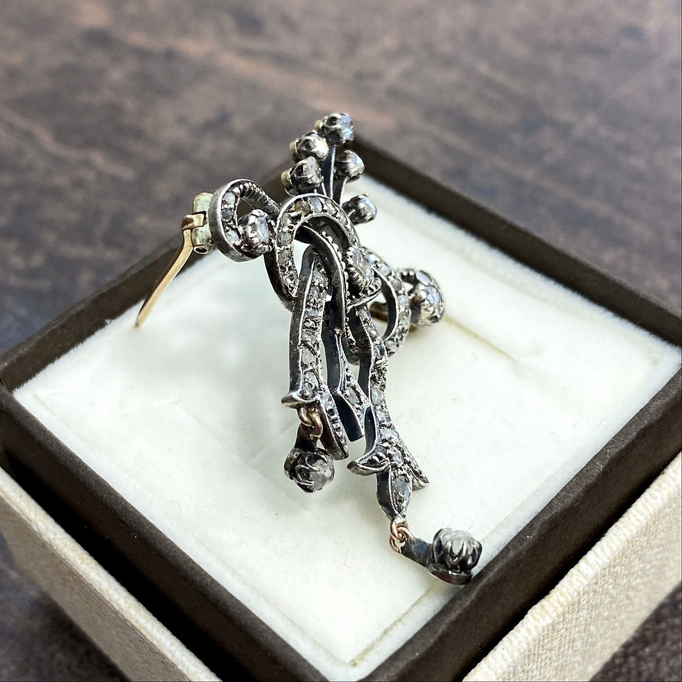 Miniatura: Srebrna broszka secesja XIX/XX w diamenty rozety