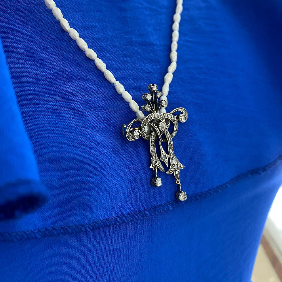 Miniatura: Srebrna broszka secesja XIX/XX w diamenty rozety