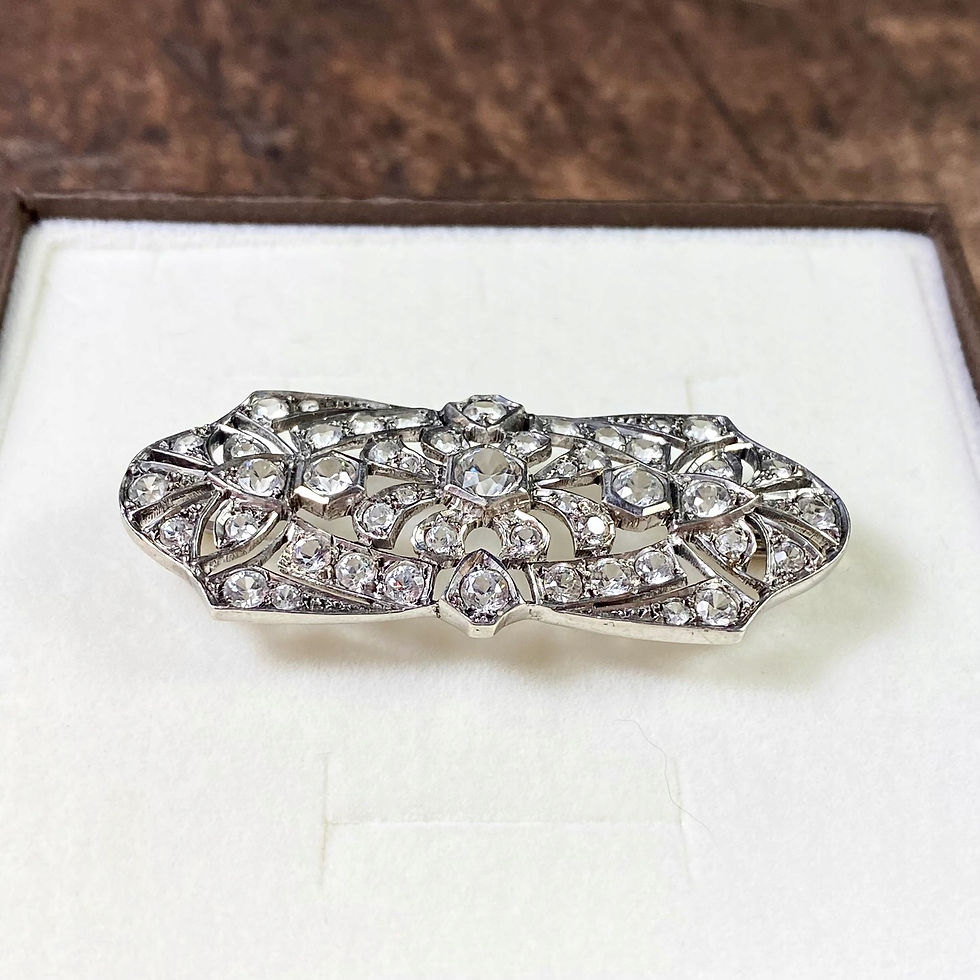 Miniatura: Broszka Ag XX wiek Art Deco Francja białe szafiry