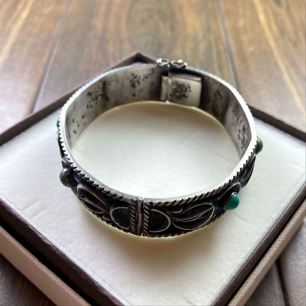 Miniatura: Srebrna bransoleta 835 XX wiek Niemcy turkusy