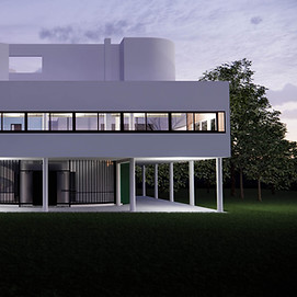Render of the villa savoye house, created with Setchup and Enscape