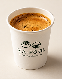Espresso in a white XA-POOL Café branded cup