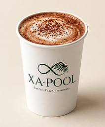 Mocha with cocoa dusting in a white XA-POOL Café cup