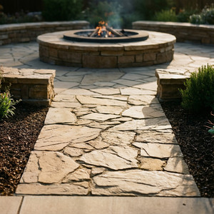 Stone Pathway and Fire Pit Area