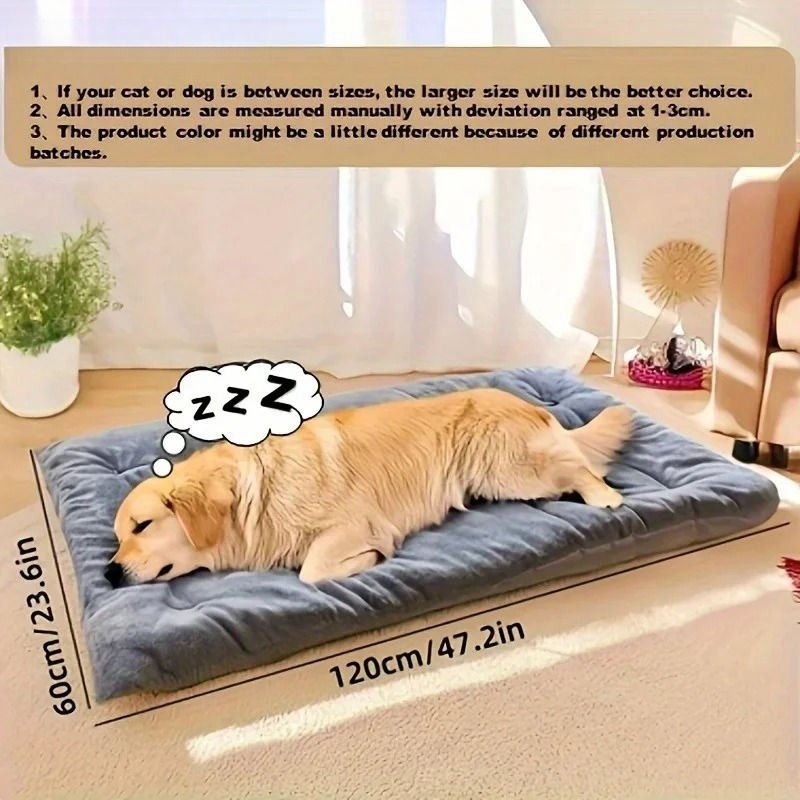 Thumbnail: Large Plush Dog Bed Sofa Thickened Super Soft Polyester Pet Mat Dog Crate Mat Be