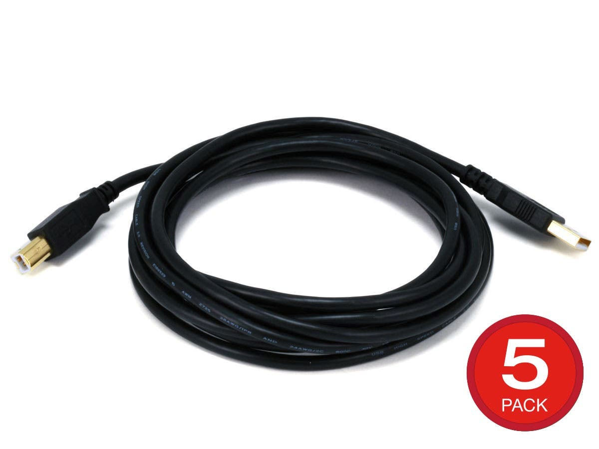 Monoprice USB Type-a to USB Type-B 2.0 Cable - 28/24AWG Gold Plated Black 10ft