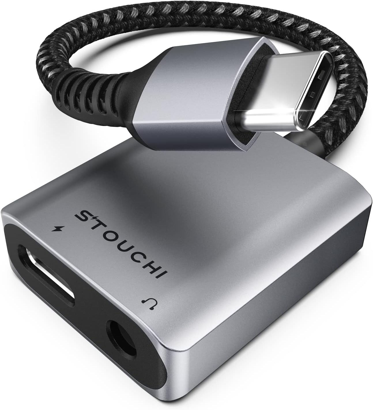 Stouchi USB C to 3.5mm Headphone and Charger Adapter, 2 in 1 USB C to Aux Audio
