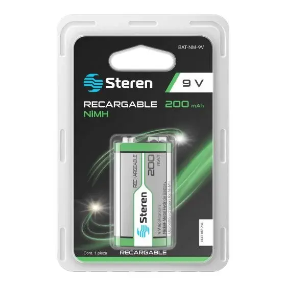 STEREN Rechargeable NiMH battery "9V" (square) 200 mAh