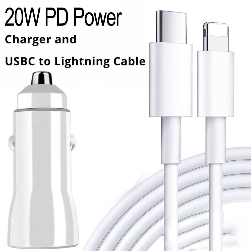 Wholesale 2in1 Car 20W PD Fast Power Delivery Charger with 3FT USB-C to IP Light