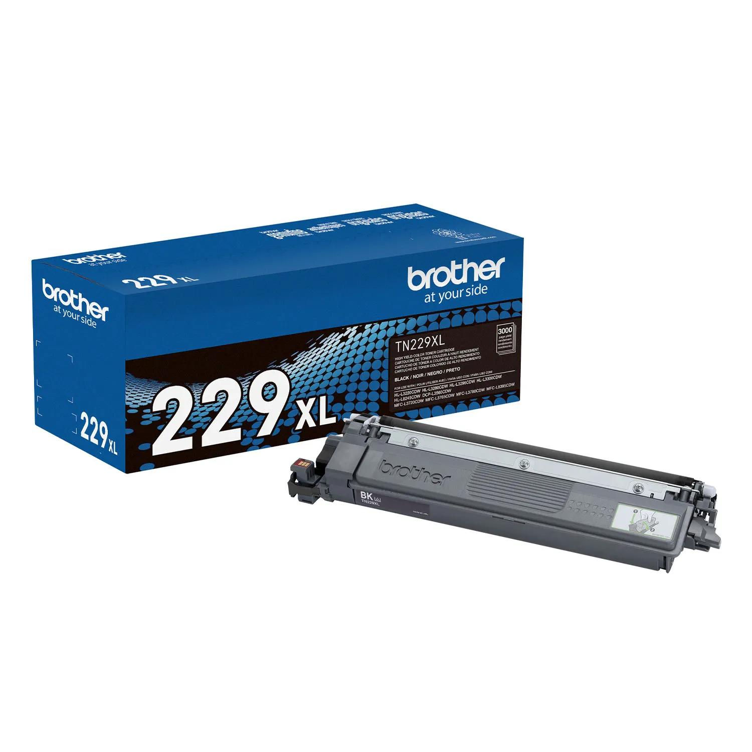 Genuine OEM TN229XL Black cartridge pictured; compatible appearance varies