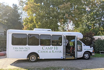 Camp Hi Canoe and Kayak bus that transports guests to and from the river.