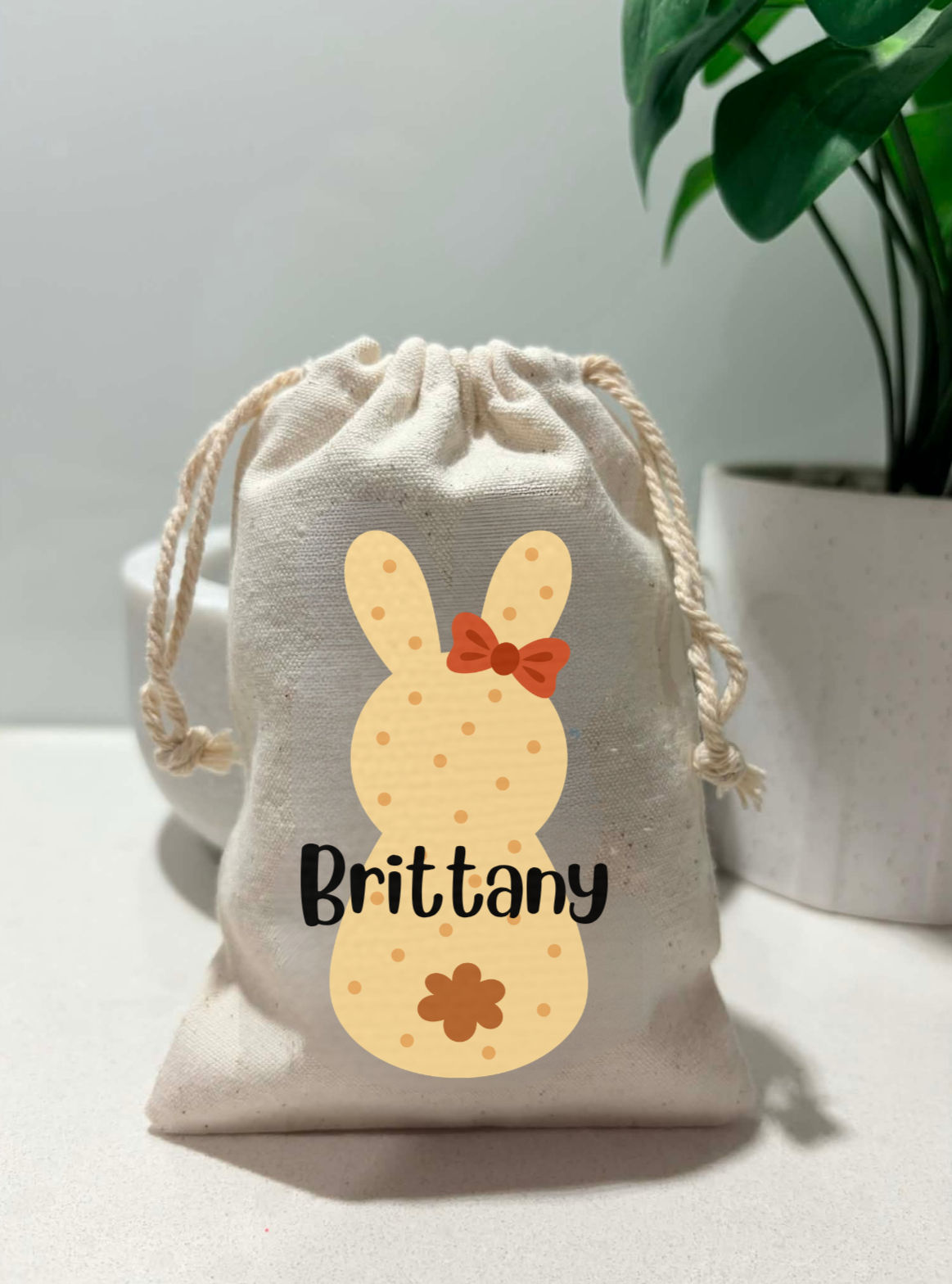 Canvas Pouch - Yellow Polka Dot Bunny