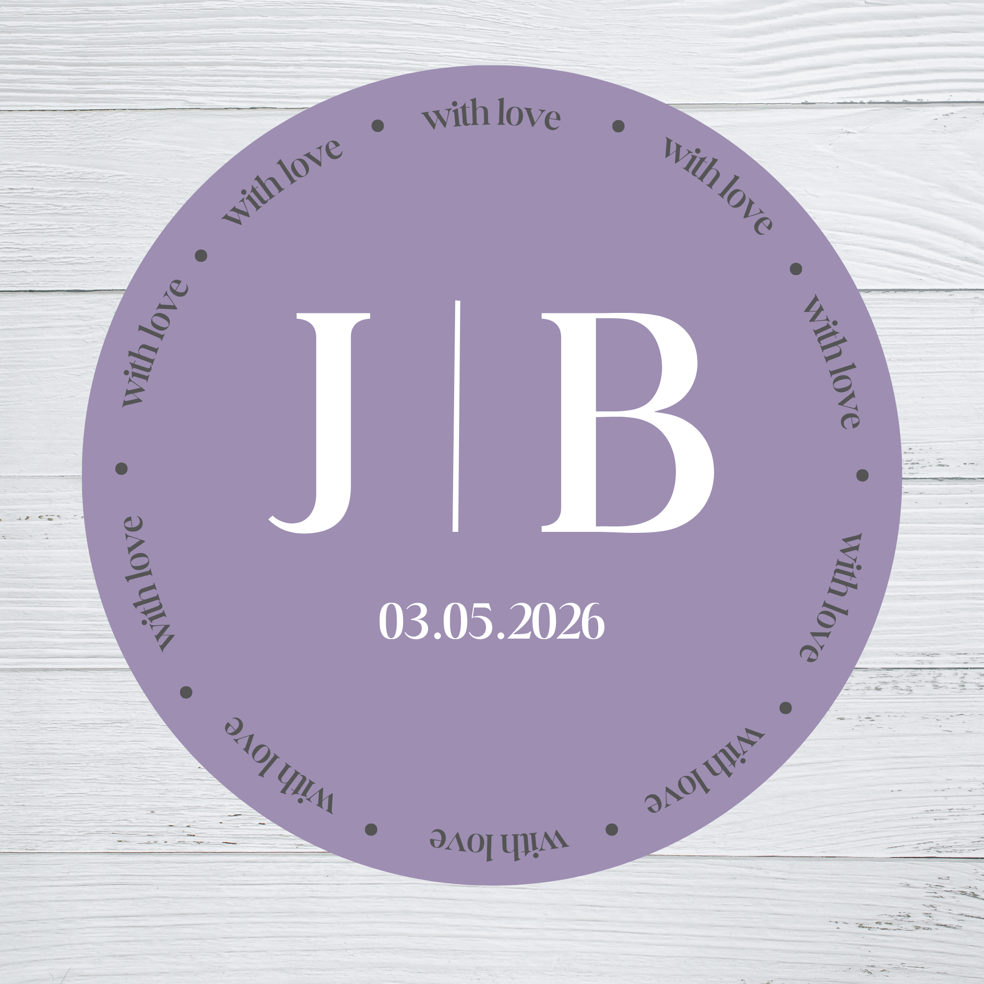 Couple's Initials, With Love Stickers (purple)