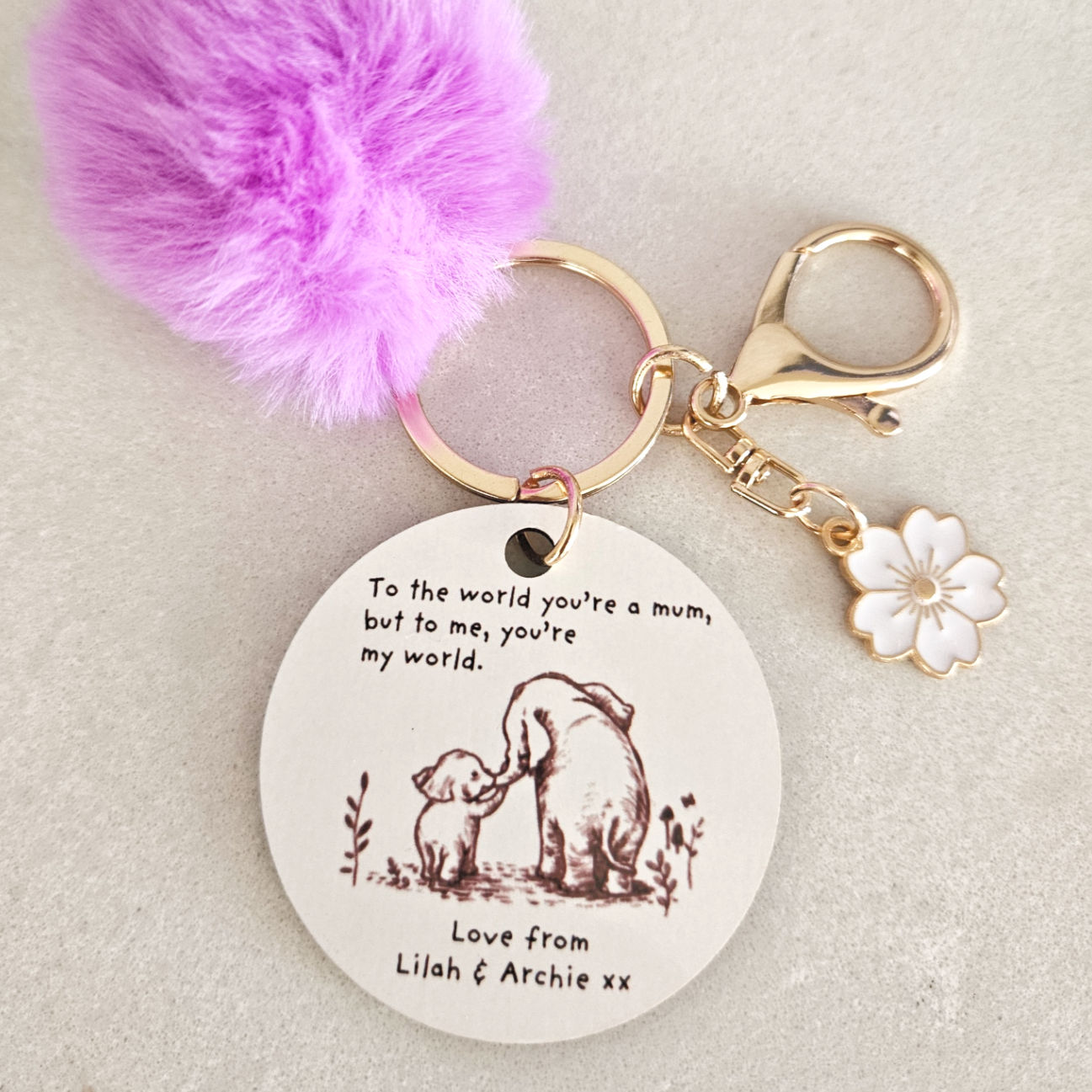 Elephant and baby keyring