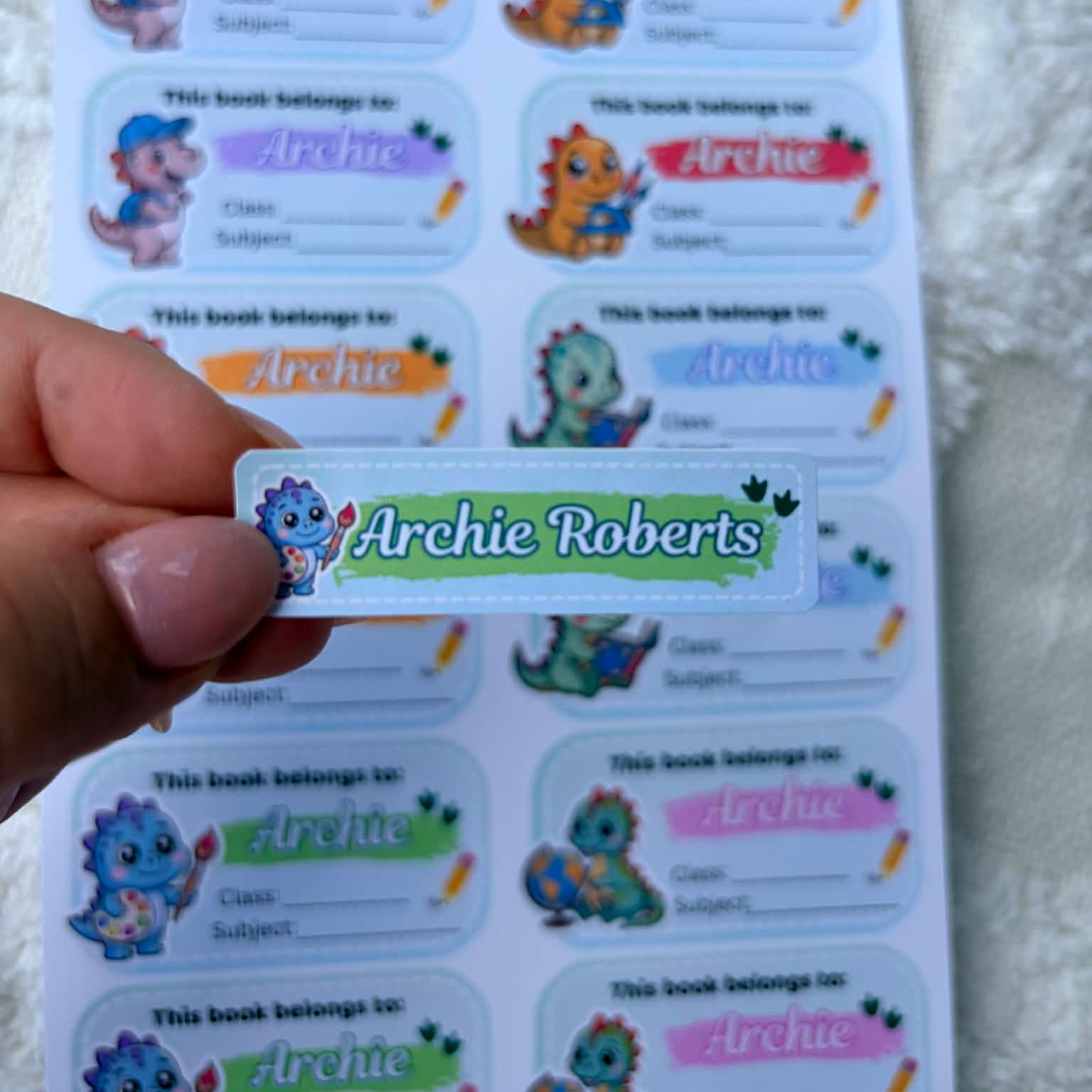 Dinosaur School Name Label Sets