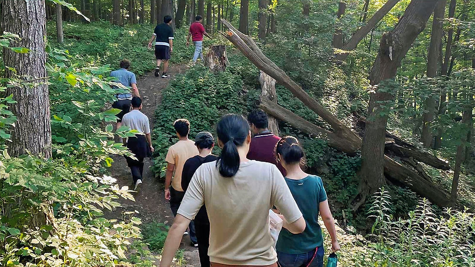 Brock University students walking to Village Brock Bible study.