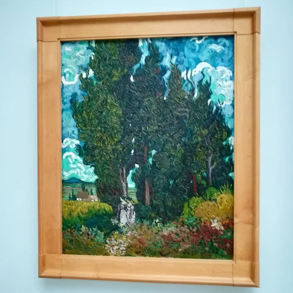 Cypress with two figures