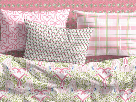 Ribbon Dove Garden: Soft Cottage Florals in Blue & Pink