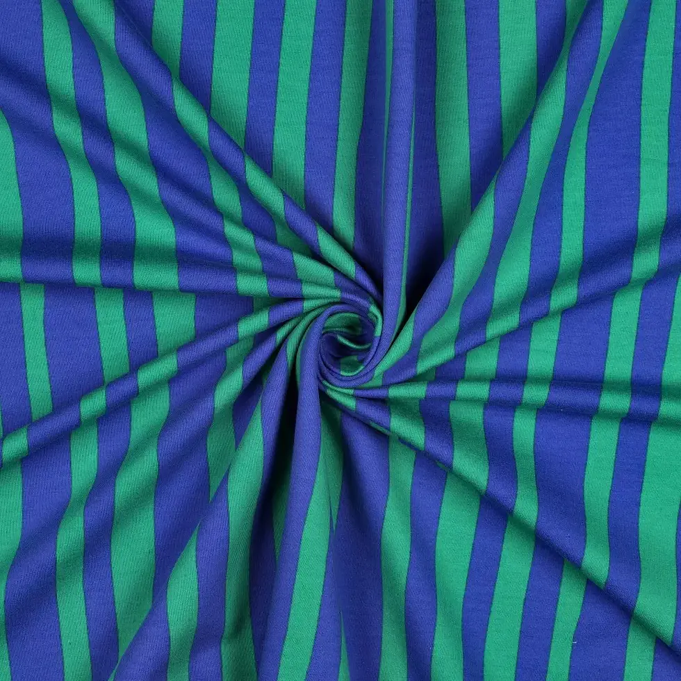 French terry rayures vert et bleu