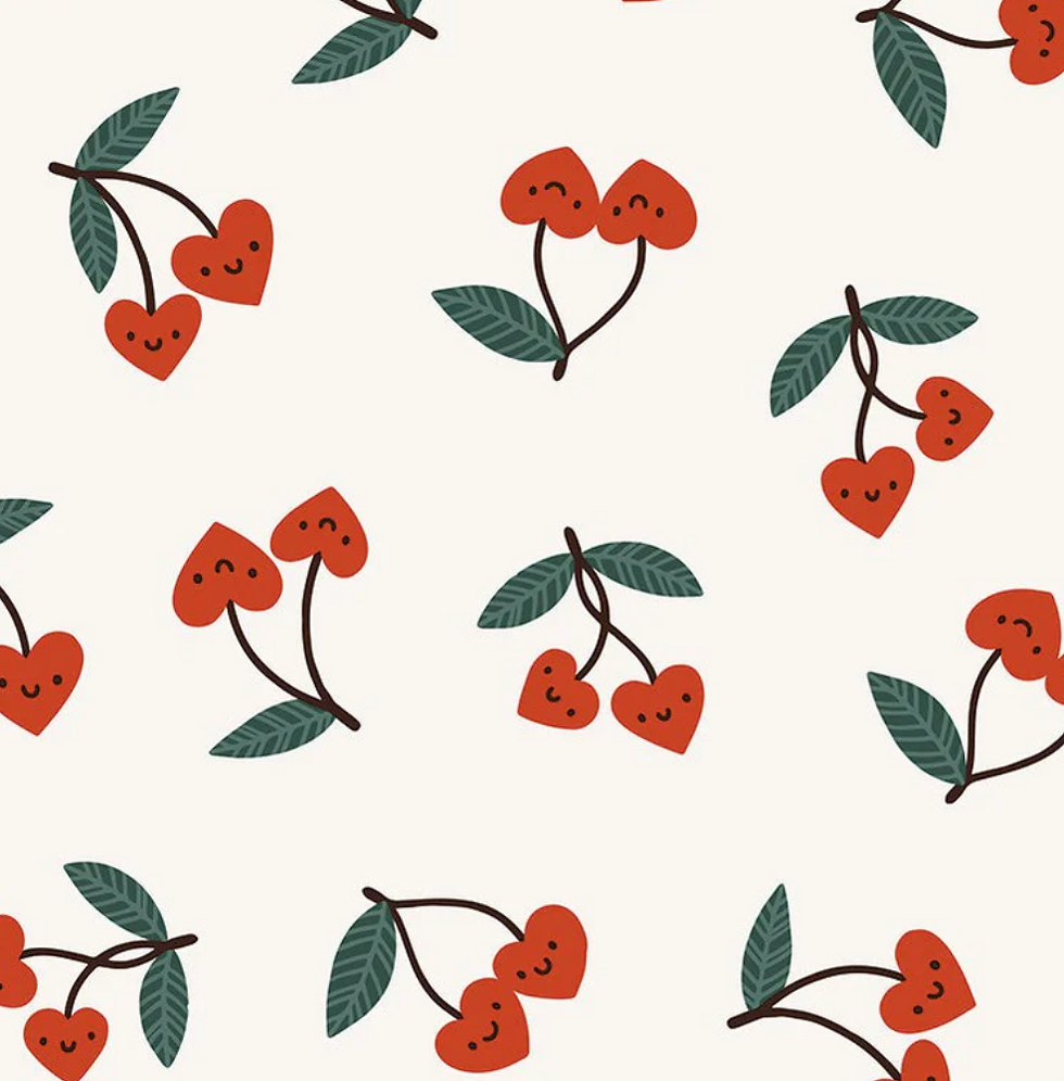French terry cerises coeurs