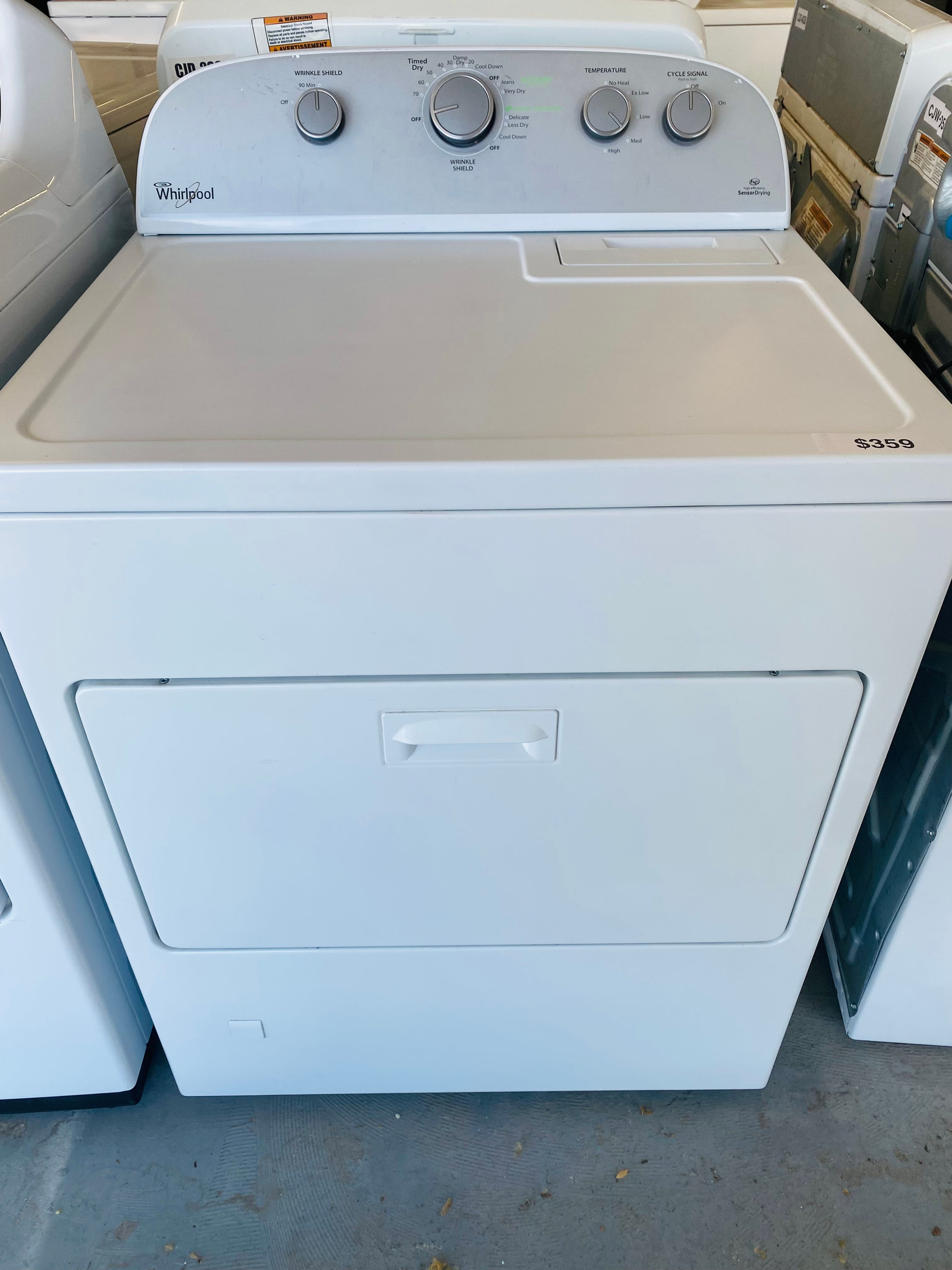 Whirlpool Gas Dryer white front view