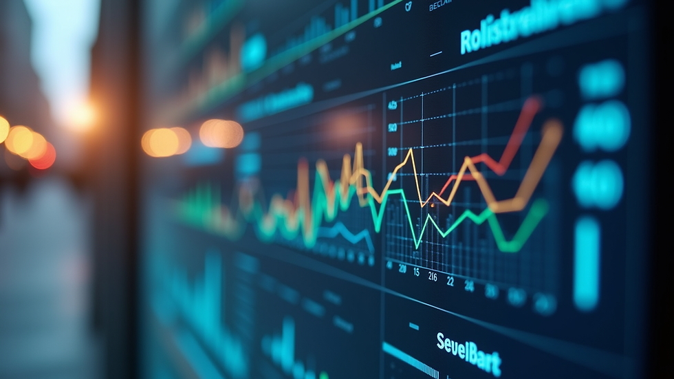 Eye-level view of a digital dashboard showing business analytics