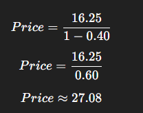 Pricing formula