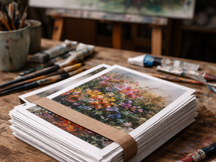 Stack of prints of art