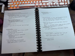 A photo of Kasi's version of Artist's Launch Academy workbook in Module 3 during the zoom meeting with the artists in the pilot program.