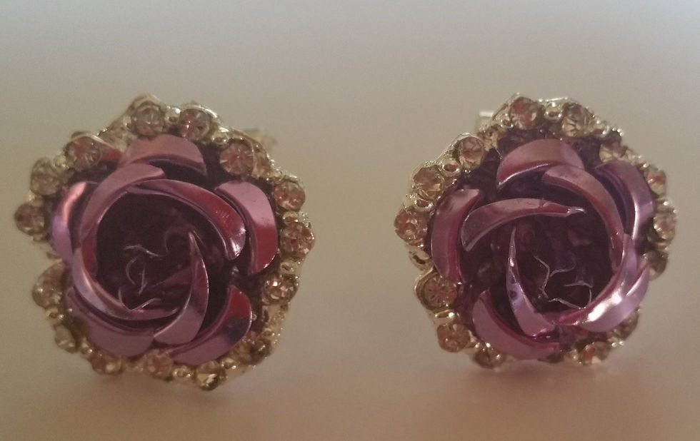 Thumbnail: New Purple Enamel Flower Crystal Rhinestone Studs