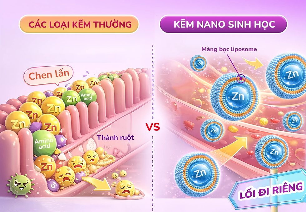 Kẽm nano sinh học hấp thu theo con đường riêng, không cạnh tranh